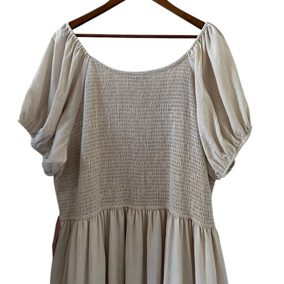 Ivy City NEW Sienna Smocked Tiered Maxi Dress In Cream Size 3X - Picture 8 of 14